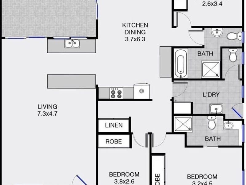 LEASED — 3 bedroom, 2 11